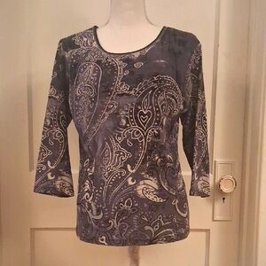 Paisley Print Women's Top - blue
